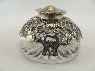 Antique Silver Mounted Inkwell Hallmarked London 1904 Ref 1033/3