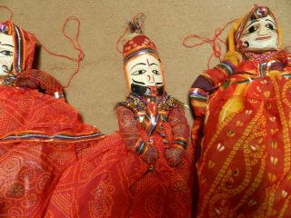 4 x vintage Indonesian Wayang Golek puppet dolls carved wooden heads 4