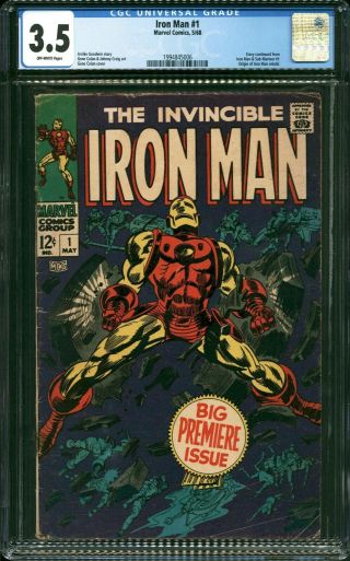 Iron Man 1 Cgc 3.  5 Vg - First Issue Of Iron Man Titled Series