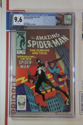 The Spider - Man 252_cgc 9.  6_1st Black Costume_1984_white Pages