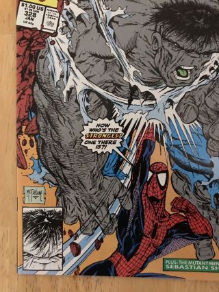 The Spider - Man 328 (1990,  Marvel) NM,  9.  8 Todd McFarlane HULK 5