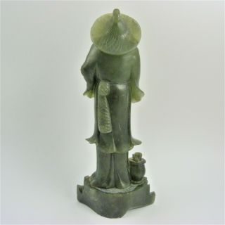 19th CENTURY CHINESE LARGE CARVED HARDSTONE FIGURE OF A FISHERMAN 4