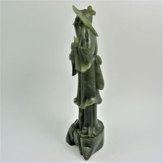 19th CENTURY CHINESE LARGE CARVED HARDSTONE FIGURE OF A FISHERMAN 5