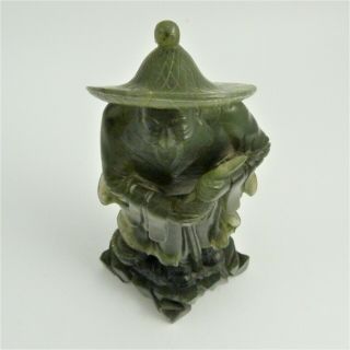 19th CENTURY CHINESE LARGE CARVED HARDSTONE FIGURE OF A FISHERMAN 6