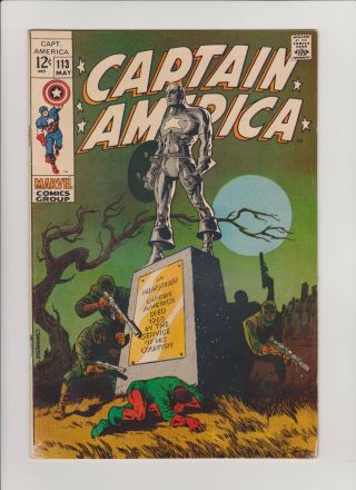 Captain America 113 May 1969 Silver Age Marvel Comic Book