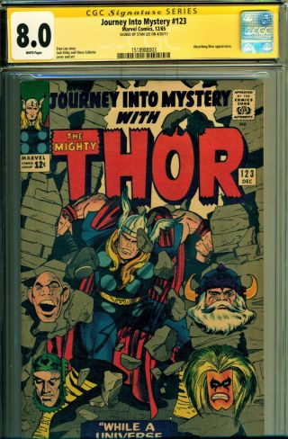 Journey Into Mystery 123 Cgc 8.  0 W/pages Ss Signed By Stan Lee - Jack Kirby Art
