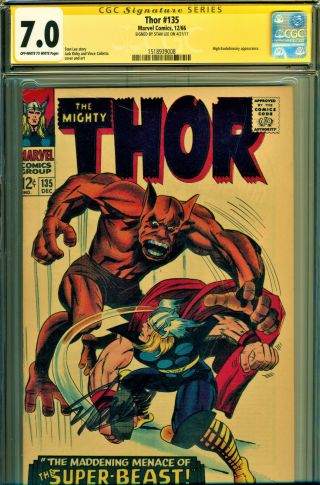 Thor 135 Cgc 7.  0 Ss Signed By Stan Lee - Jack Kirby Art The High Evolutionary