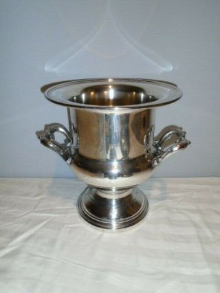 Vintage Kent Silversmiths 10 Inch Silverplated Champagne Ice Bucket W Handles