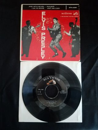 Elvis Presley Shake,  Rattle And Roll/blue Moon 7 " 45rpm W/sleeve Rca Epa - 830