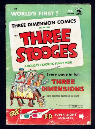 1953 St.  Johns Three Dimension Comics 2 The Three Stooges Gd Glasses
