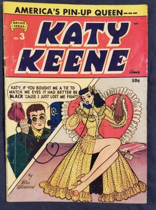 Katy Keene 3 | Rare Pinup Cover,  Complete Comic | Gd | Archie 1951