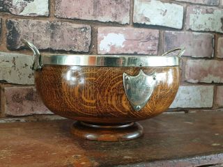 Vintage Oak And Silver Plated Bowl Wedding Gift 1931