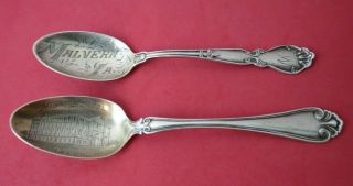 2 Antique Malvern Iowa High School Sterling Silver Souvenir Spoons Teaspoon Sz