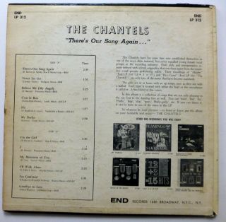 the CHANTELS There ' s Our Song Again LP Soul Doowop Girl Group mg1008 2