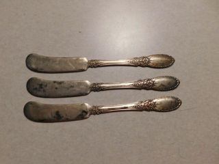 3 Sterling Silver Flatware Towle Old Mirror Butter Spreader Flat Handle