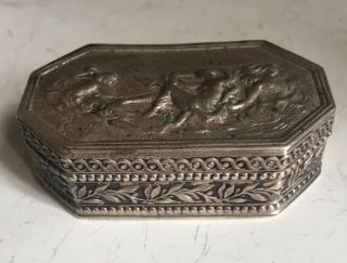 Gorgeous Antique Victorian Hand Made Chased Ornate 800 Solid Silver Pill Box