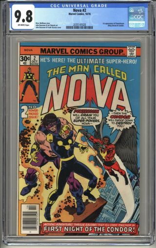 Nova 2 Cgc 9.  8 Ow Nm/mt Marvel Comics 10/76 1st App Powerhouse & Condor