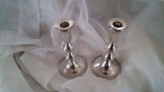 2 Vintage Duchin Creation Sterling Silver Candle Holders,  Base Weighted.