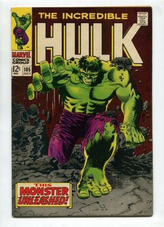 1968 Marvel The Incredible Hulk 105 1st Appearance Missing Link Gorgeous Colors