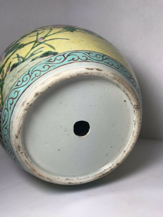 Chinese Yellow Ground Famille Rose 19th Century Jar Or Vase W Pheasants 5