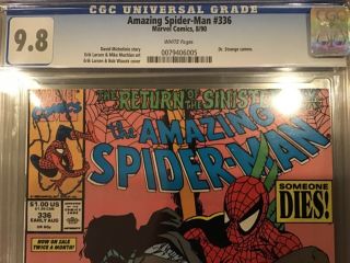 Spider - Man 336 Cgc 9.  8 Nm/mt White Pages - Dr.  Strange Cameo