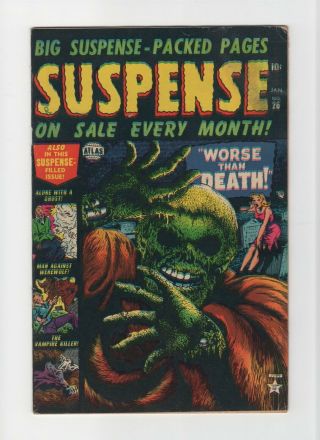 Suspense 26 Fn,  6.  5 Vintage Marvel Atlas Comic Pre - Hero Horror Zombie Cover