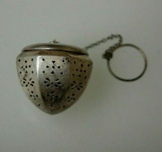 Vintage Sterling Silver Hand Hammered Acorn Tea Ball Infuser W/ Chain No Mono