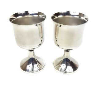2x Large Vintage Ianthe English Silver Plated Wine Sherry Goblets Chalices