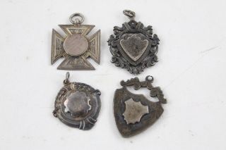 4 X Vintage / Antique.  925 Sterling Silver Watch Fobs / Pendants Inc.  Blank 47g