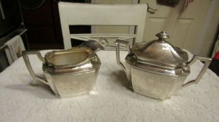 Vintage 1847 Rogers Bros Ancestral Silverplate Creamer W Lid & Sugar Bowl Set