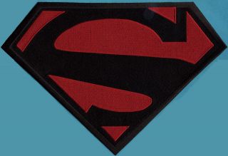 7 " X 10 " Large Embroidered Superman 52 Black & Red Cape Logo Patch