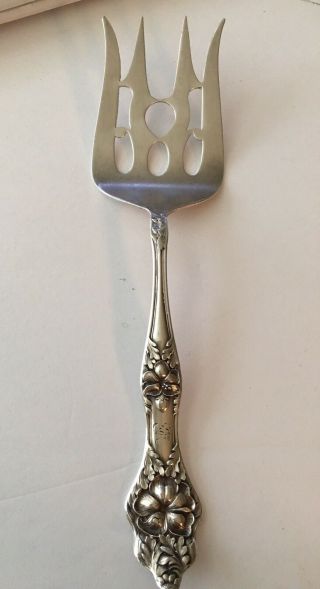 Art Nouveau Ornate Sterling Silver Meat Fork American Maker Manchester 40 Grams