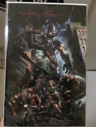Tony Stark Iron Man 13 Clayton Crain Signed Red Ink Virgin Exclusive Variant Nm
