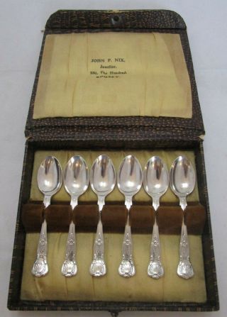 Cased Set 6 Antique George Vi Sterling Silver Kings Pattern Coffee Spoons,  68g