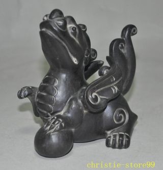 Chinese yixing zisha pottery hand carved wing beast unicorn wealth pixiu statue 2