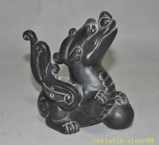 Chinese yixing zisha pottery hand carved wing beast unicorn wealth pixiu statue 3