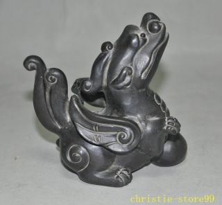 Chinese yixing zisha pottery hand carved wing beast unicorn wealth pixiu statue 4