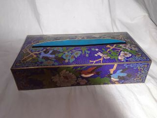 Vintage Chinese Cloissone Enameled Tissue Box Cover (kleenex) Vgc