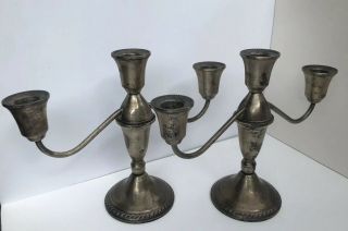 Pair Duchin Sterling Silver 3 Candle Candelabra