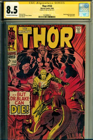 Thor 153 Cgc 8.  5 Ss Signed By Stan Lee - Jack Kirby Cover/art Book Length Begins
