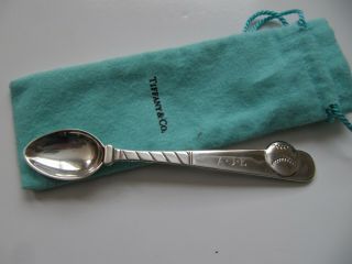 Tiffany & Co 1995 Sterling Silver 925 Baseball Baby Spoon W/pouch