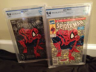 Cbcs 9.  4 Spider - Man 1 (upc Newsstand Edition) & (polybagged Silver Edition)