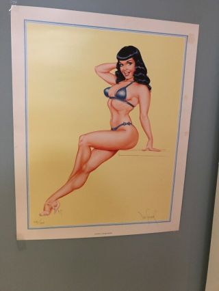 Bettie Page Pinup Poster 1994 - 374/1200 Limited Edition By Dave Stevens