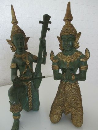 Chinese Oriental Burmese Patinated Bronze Figures Of Deity