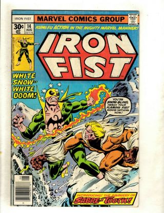 Iron Fist 14 Fn Marvel Comic Book 1st Sabretooth Appearance Key Defenders Hy1