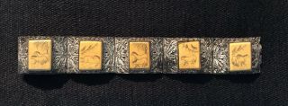 Vintage Silver Filigree Bracelet With Carved Bovine Bone Elegant Chinese Export