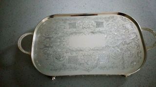 Vintage Viners Chased Silver Plate Tray