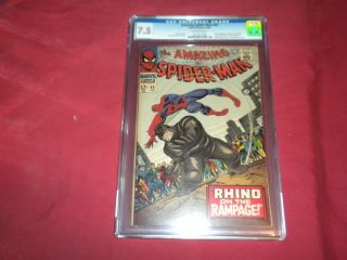 Spider - Man 43 Marvel 1966 Silver Age Cgc 7.  5 Comic 2nd Rhino 1 Ful Mj