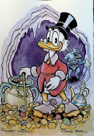 Uncle Scrooge Mcduck Ink & Watercolor Pat Block Minotaur Disney