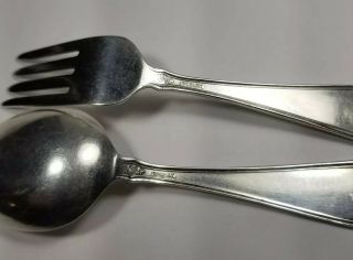 Rare Baker Manchester Sterling Silver Bunny Child Baby Fork and Spoon Gift 3